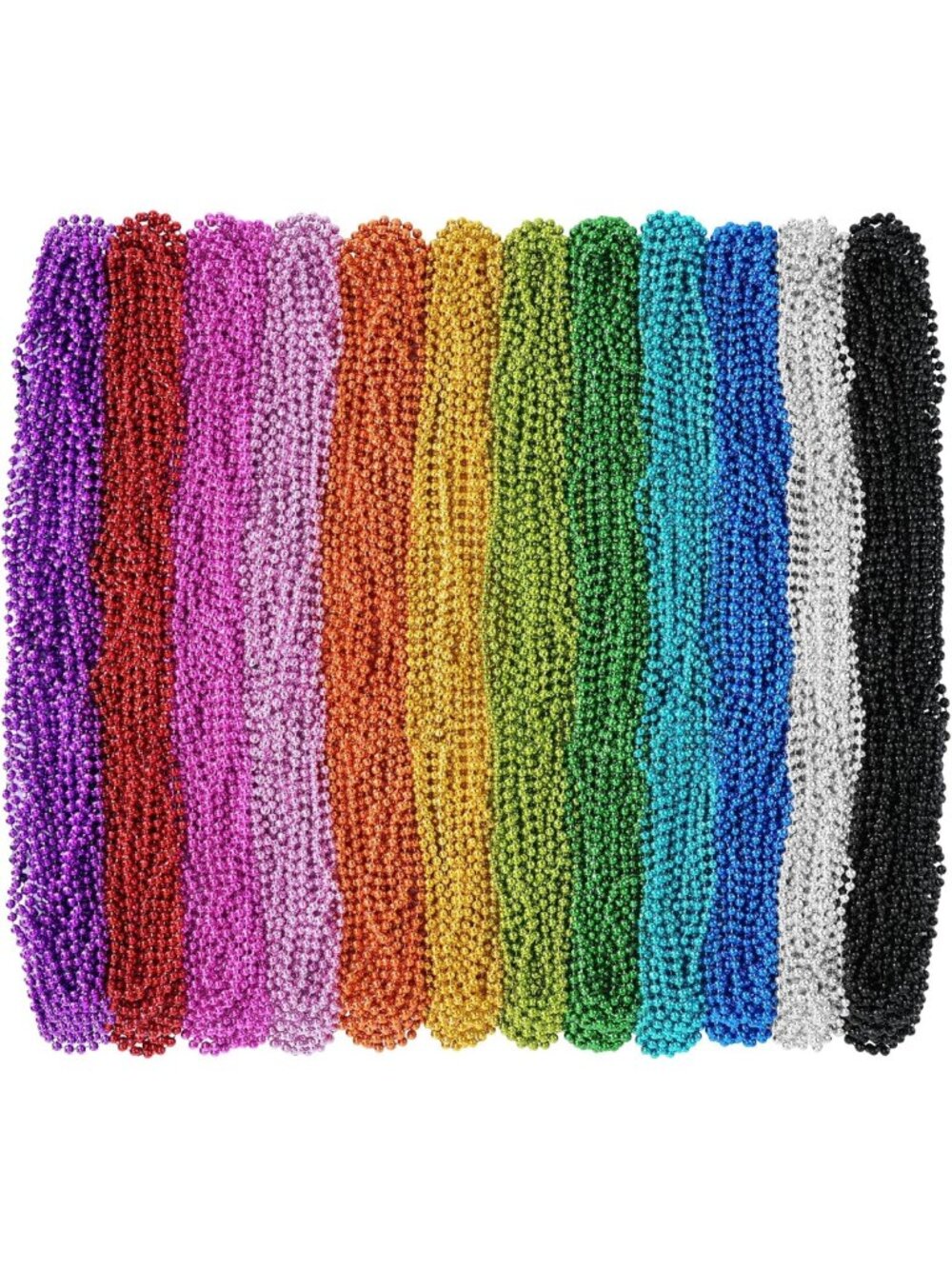 144 PCS Colorful Mardi Gras Beads Necklaces - 33" Round Beaded Party Favors